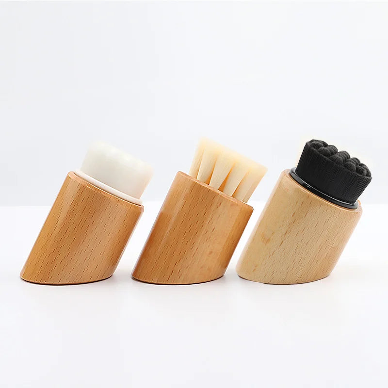 Factory Wooden Handle Face Clean Brush Bamboo Charcoal Fiber Brush Head Deep Cleaning Soft Hair Makeup Remover Sponge