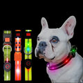 2023 New Adjustable USB Rechargeable Waterproof PVC Custom Multi Color Ribbon Light Strap LED Dog Collar and Leash Set