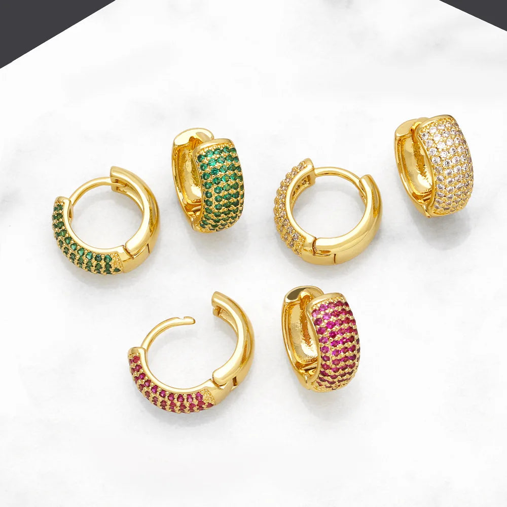 MIENTER New Trend Crystal Fashion Jewelry Earrings 2023 Women Brass Zircon Gold Filled Hoop Earrings