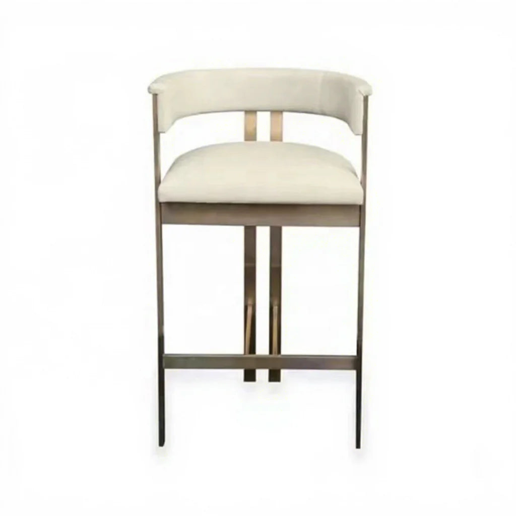 High Quality Modern Bar Stool High Chair with Stainless Steel Stand for Hotel Dining Living Room Use-Durable Velvet Seat