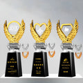 New Design Gold Silver Bronze Resin Heart with Feather Crystal Trophy Awards MH-J0069