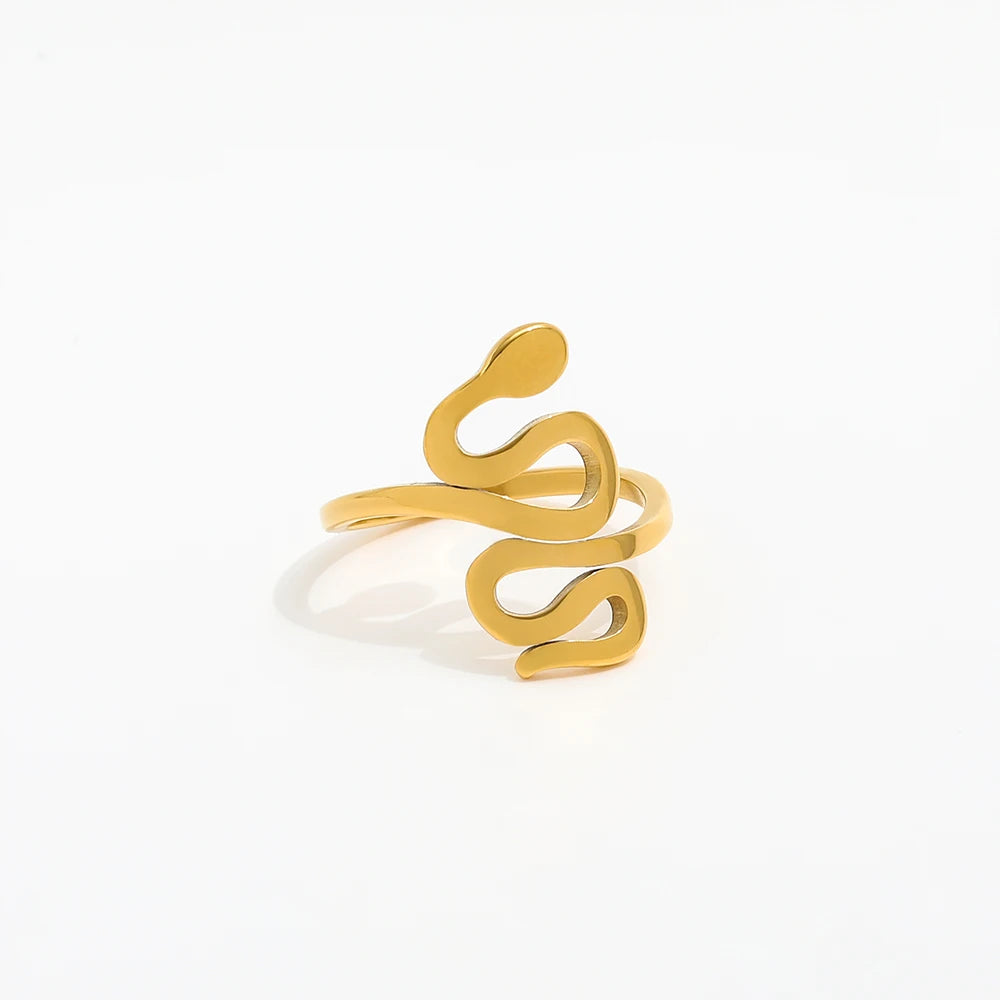 Joolim Jewelry Wholesale 18K Gold Plated Statement Snake Stainless Steel Rings for Women Rings