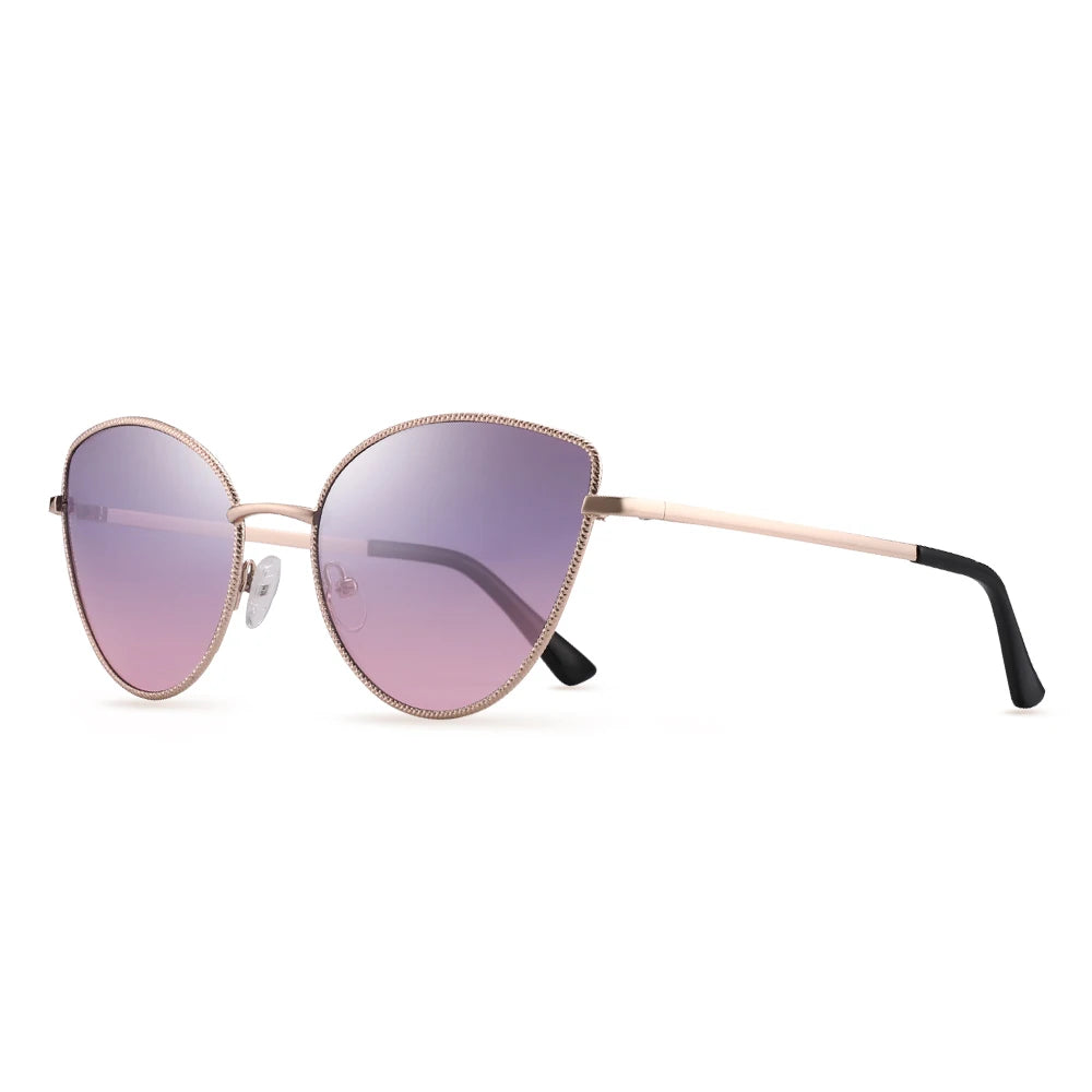0812 UV400 Women Fashion Cat Eye Crystal Polarized Sunglasses