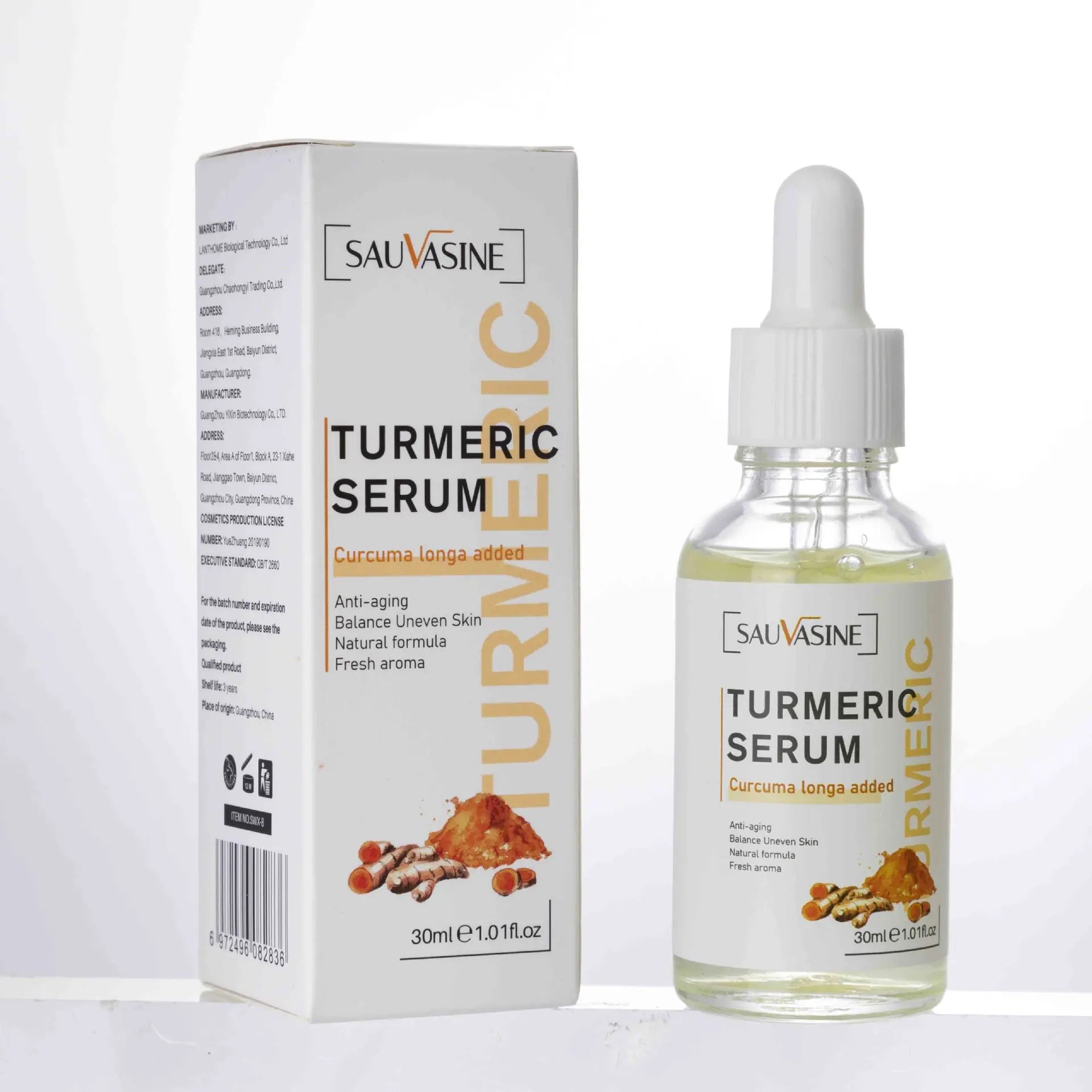 SAUVASINE Skin Care Set Anti Wrinkle Lightens Spots Face Gold Vitamin C Turmeric Serum