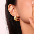 Luxury Geometric Shining Zircon Pearl Hoop Earrings Gold Plated Women Jewelry Stainless Steel