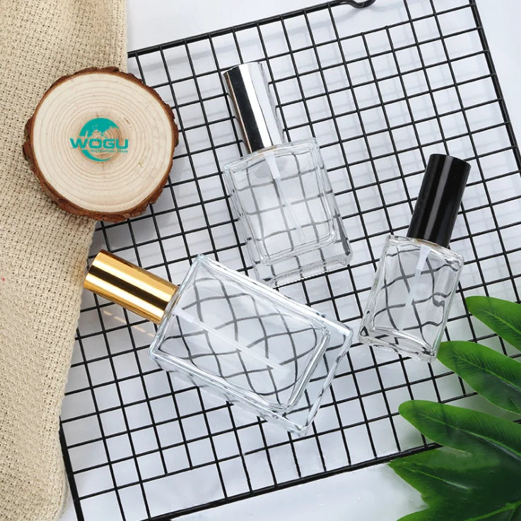 Hot Sale Transparent Cosmetic Atomizer Glass Spray Bottle 15ml 30ml 50ml Refilling square Perfume Bottle