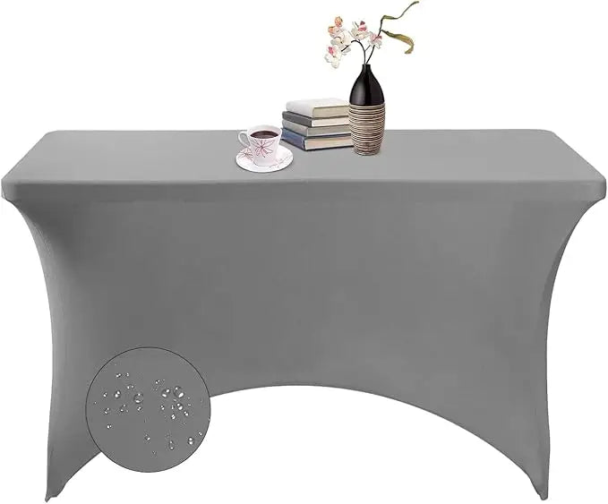 Custom 4ft 6ft 8ft Fitted Table Cloth Trade Show Spandex Picnic Cloths Elastic Tablecloth for Home Wedding Party Event Banquet