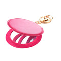 Makeup Mirror PU Small Round Mirror Keychain Double-Sided Folding Mirror Decorations Makeup Promotion Gift Keychain