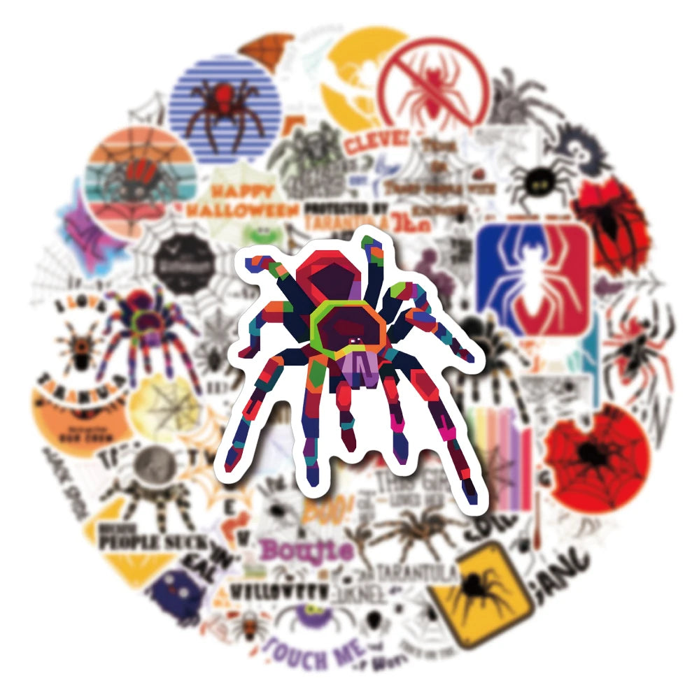 50pcs Cartoon Animals Spider Graffiti Stickers Packs for Motorcycle Suitcase Guitar Notebook Wholesale Pvc Decoration