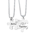 Customize Fashion Jewelry Stainless Steel Couple Jigsaw Keychains Pendant Necklace for Men