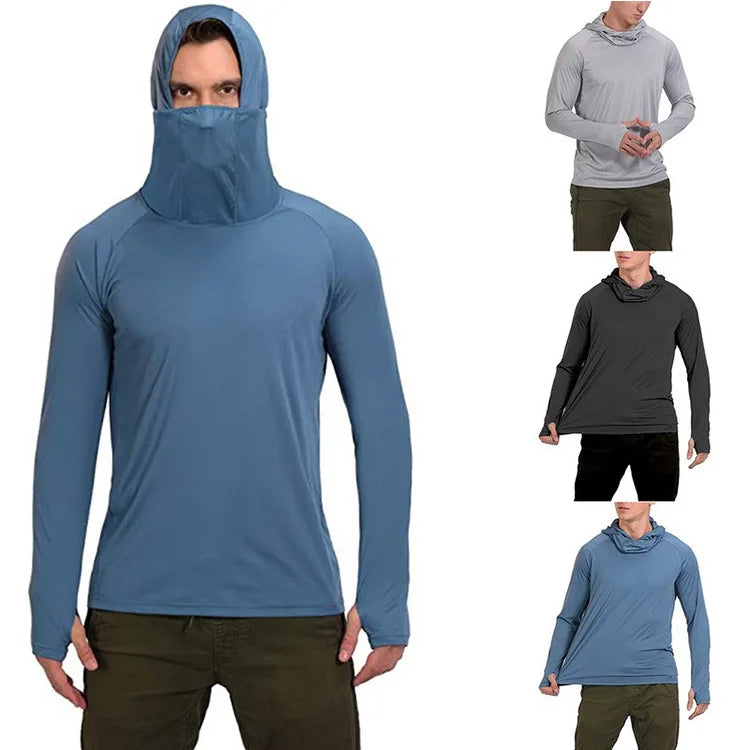 2023 New Design Custom UPF50 UV Quick Dry Fishing Hoodie for Men Long Sleeve Outdoor Waterproof Shirts with Thumb Hole