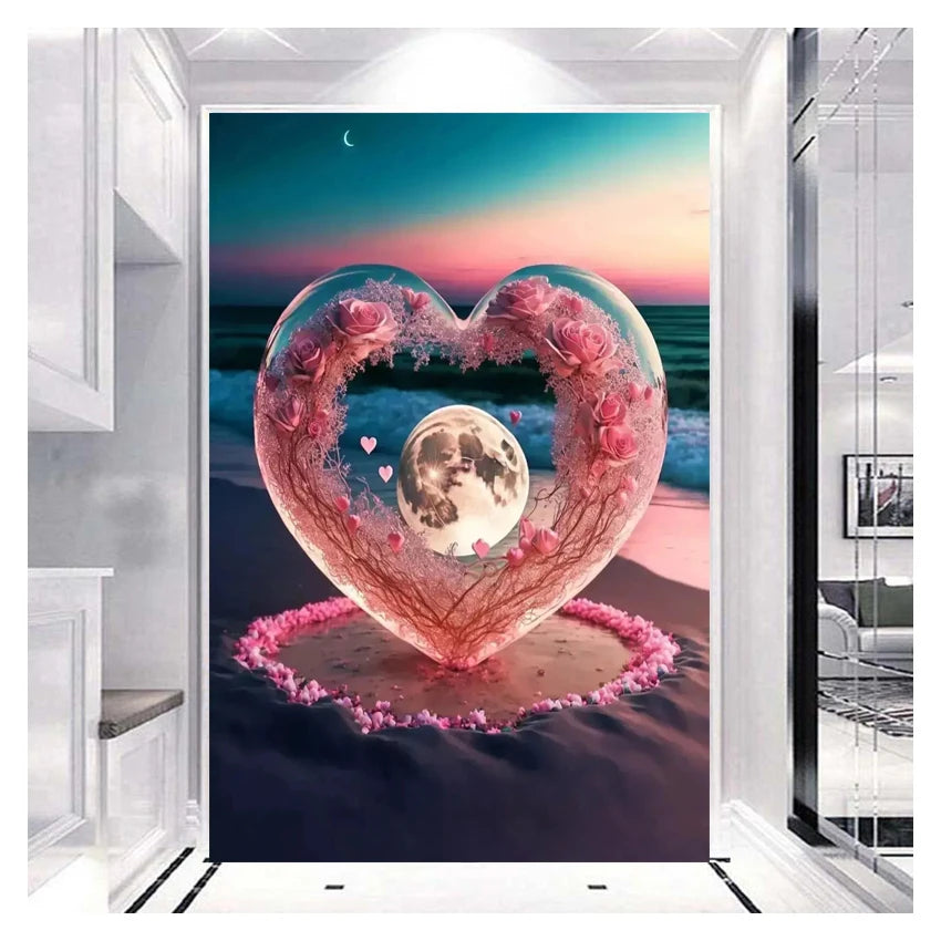 5D Diamond Painting Fantasy Love Ocean Scenery Diamond Embroidery Mosaic Cross Stitch Kit Girls' Bedroom Home Decoration Gift