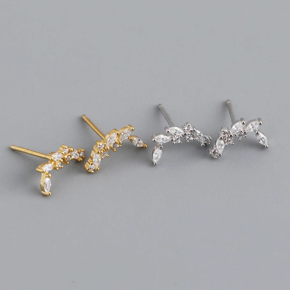 Fashion Jewelry 925 Sterling Silver Earrings Summer Leaf Olive Stud Earrings Women Gold Plated Silver Jewelry Women