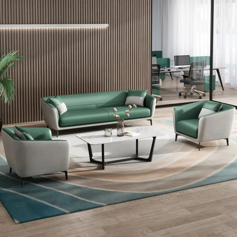 Modern Office Room Commercial Chatting Area Sofa Set Leisure Negotiations Office Waiting Room Sofa Leather Sofa Set