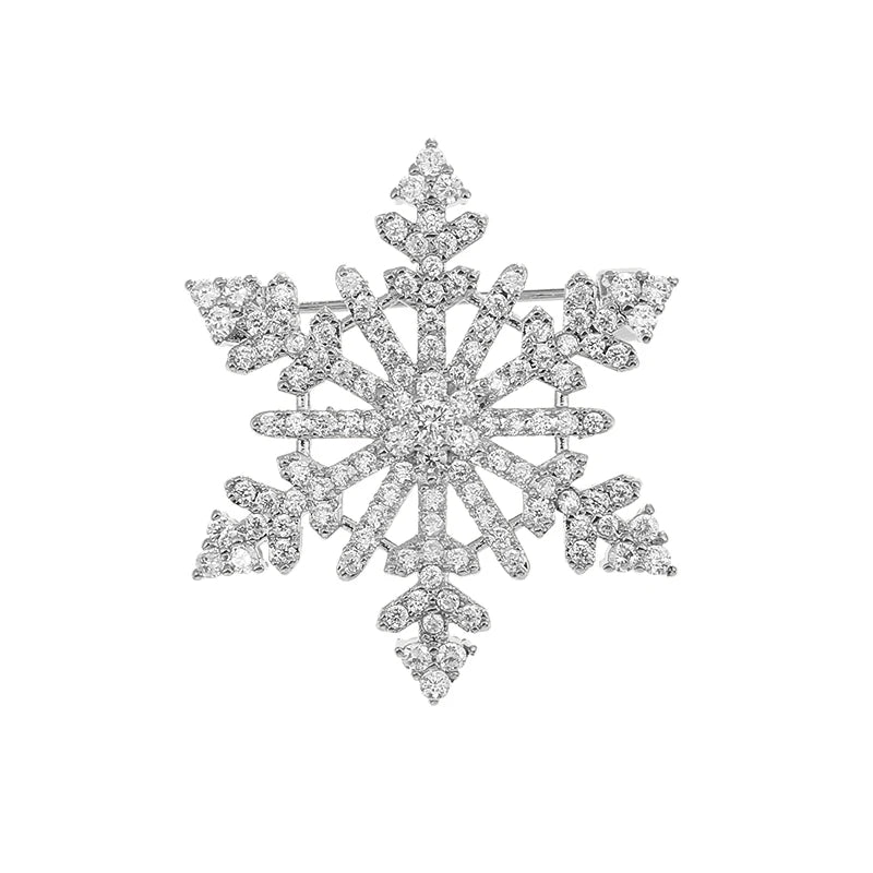 Weiman Fashion High Quality White Gold Plated CZ Diamond Snowflake Brooch Sparkly Zircon Jewelry for Wedding or Gift