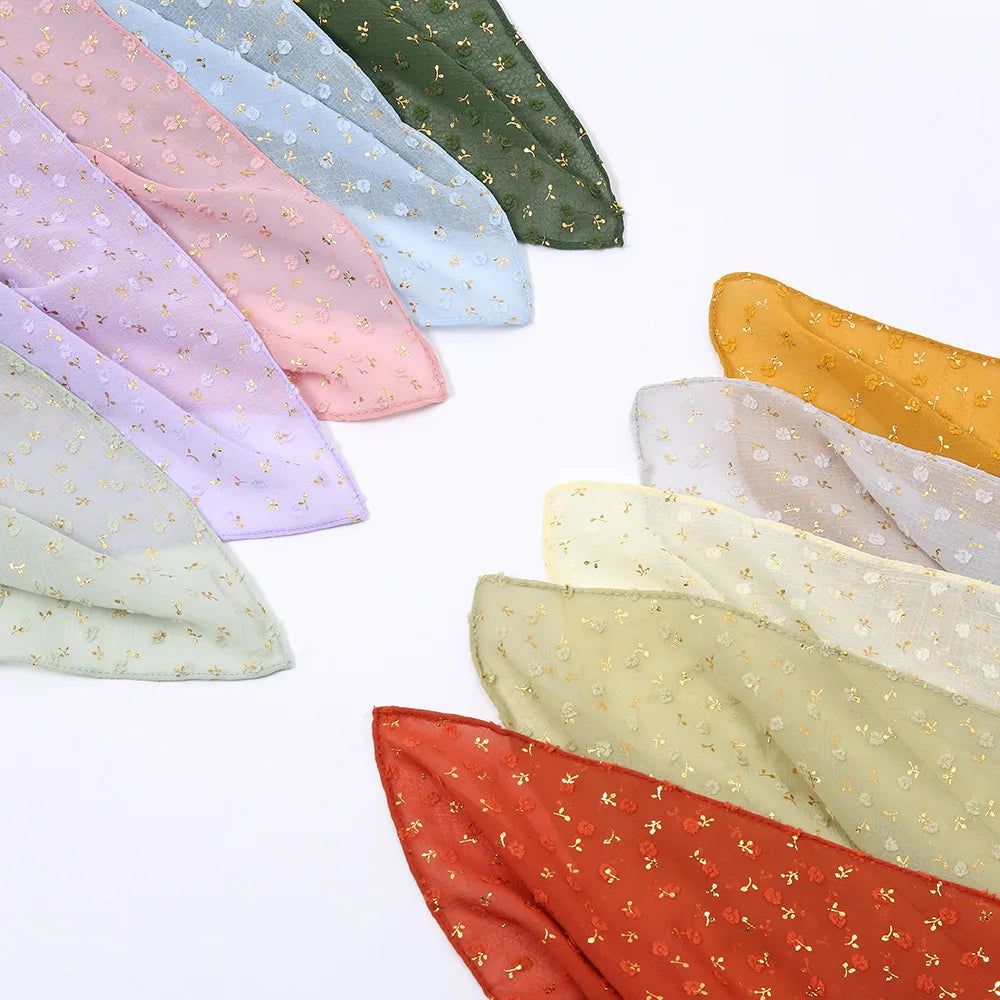 New Plain Pom Pom Chiffon Scarf Muslim Hijab Shawl Soft Bubble Chiffon Head Wraps Wholesale