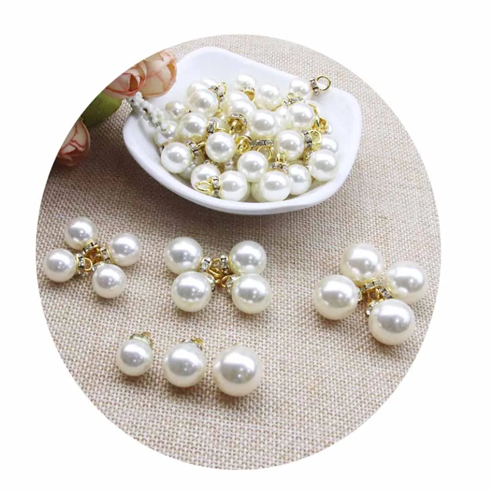 ABS Pearl Beads Crimp End Beads Round Charms Pendant for Jewelry Making DIY Earrings Findings Accessories
