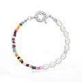 Bohemian Seed Glass Bead Oval Pearl Beach Knitting Gold Bracelet for Women GMB005