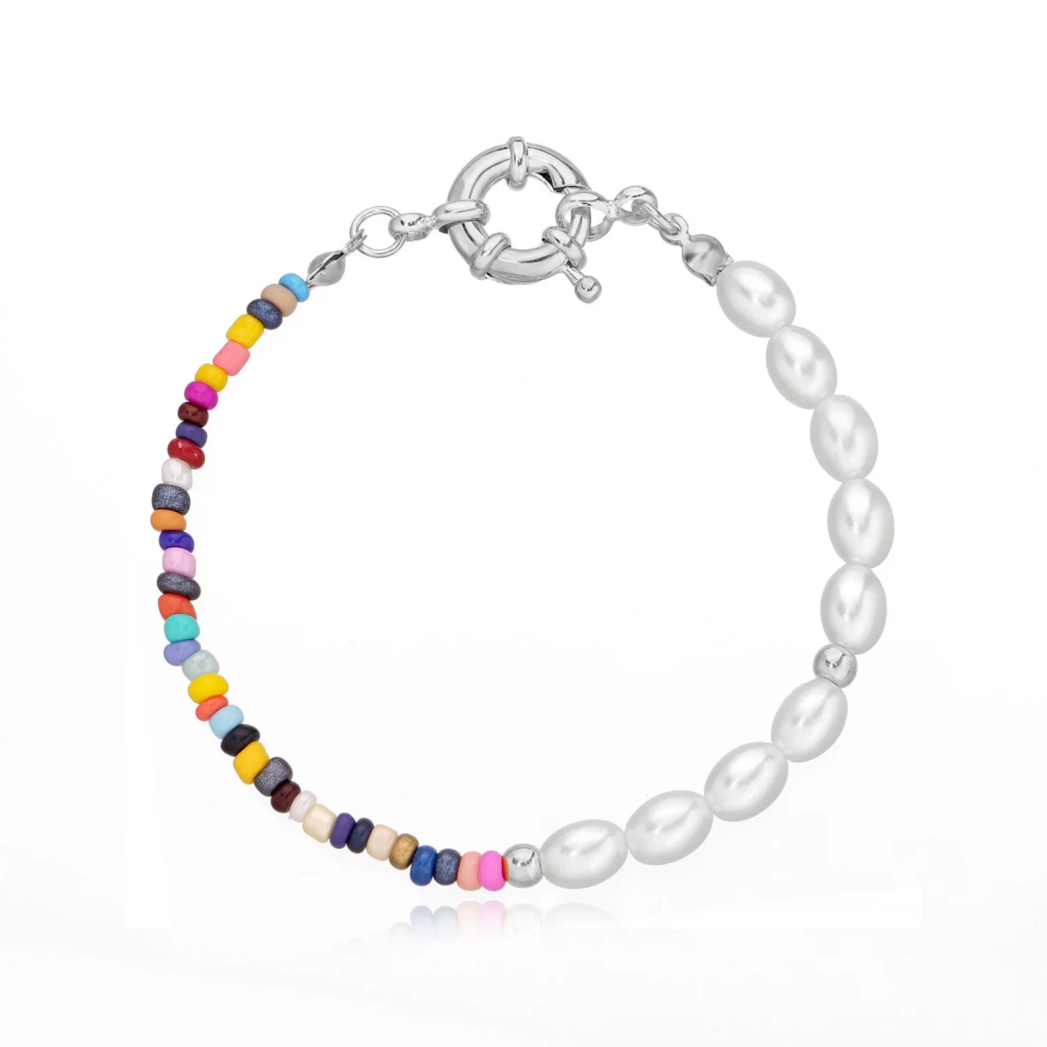 Bohemian Seed Glass Bead Oval Pearl Beach Knitting Gold Bracelet for Women GMB005