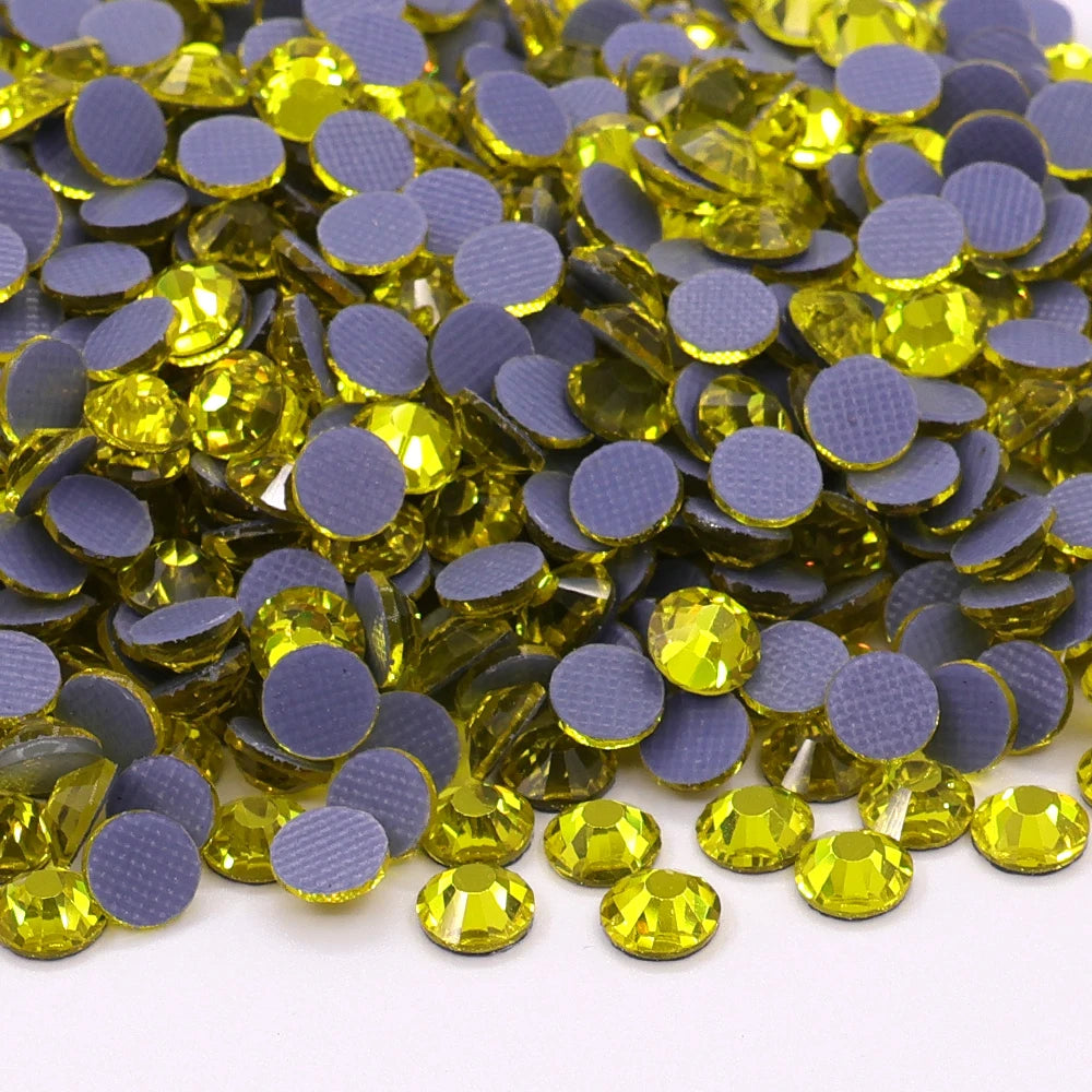 CJ High Quality Flat Back Loose Round Rhinestone Ss12 Ss16 Ss30 Glass AB Shiny Hot Fix Rhinestones