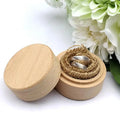Personalized Engraved Mini Round Jewelry  Wooden Box Engagement Wedding Small Wood Ring Box With Custom Logo