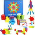 155pcs Wooden Puzzle Toys for Kids Colorful Intelligent Educational Toys Wooden Pattern Blocks Set Montessori Tangram Toys