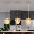 E27 Bulb Crystal Pendant Light Elegant Chandelier for Dining Table Kitchen Island Illumination
