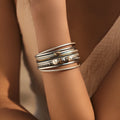 2025 New ORNAPEADIA Bohemian Style Crystal Pearl Handmade Multi-layer Leather Magnetic Buckle Women's Wrap Bracelet Fashion