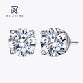 Rochime Four Prong Round Brilliant  Diamond Earstuds  925 Sterling Silver Rhodium Plated Cubic Zirconia Jewelry