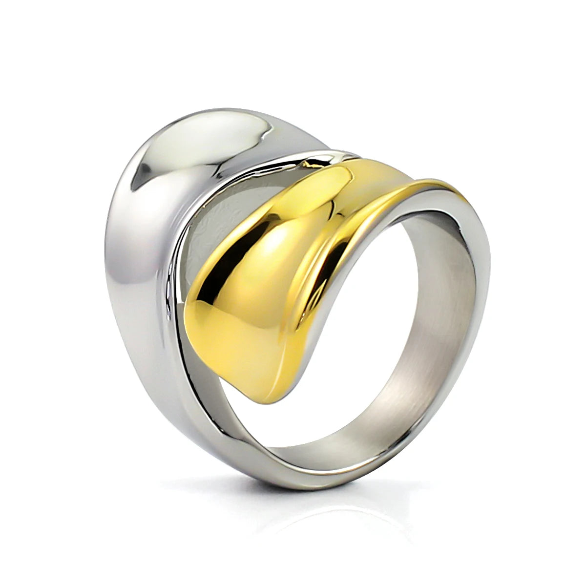 Personality Simple Trend 18k Gold and Sliver Ring Engraving Laser Custom for Women Man Girl Couple