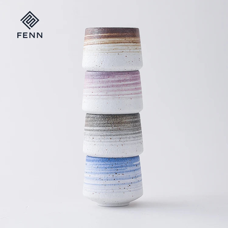FENN Japanese Style Vintage Milk Tea Cup Porcelain Teacup Kung Fu Ceramic Coffee Cup Water Mug Valentine Tea Cup for Coffee Shop
