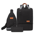 Men's Casual Three-Piece Set Backpack Large-Capacity Waterproof Student Schoolbag for Outdoor Travel Computer Use Zipper Closure