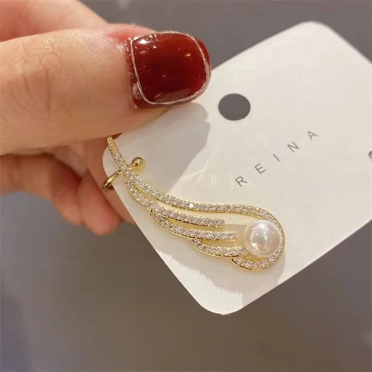 E2040 6-7mm DIY Natural Freshwater Pearl Charm Earrings Mounting Accessory 925 Sterling Silver Gold Plated  Jewelry for Women