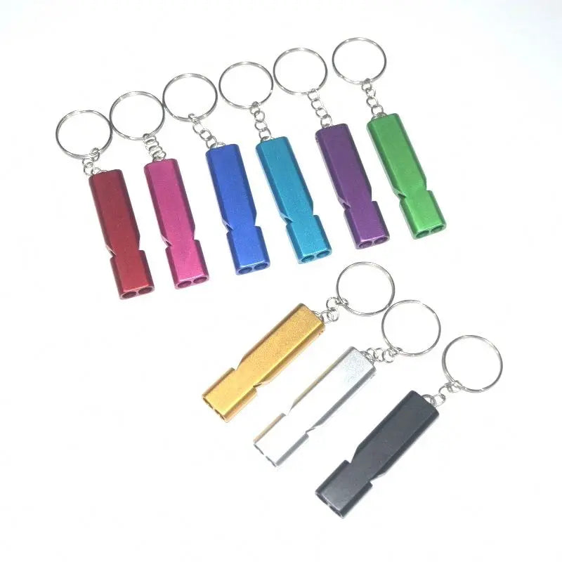 120DB Dual-tube Whistle Keychain Outdoor Survival Self Defense Safety Whistle Key Chain Ring Emergency EDC Tool Whistle Keychain
