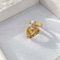 New Trendy Couple Jewelry Hypoallergenic Stainless Steel 18K Gold Plated Clear Natural CZ Stone Rings