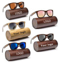 Retro Wood Polarized UV400 Sunglasses Unisex Full Rim Square Frame Bamboo Wooden Custom Logo MegaBDM
