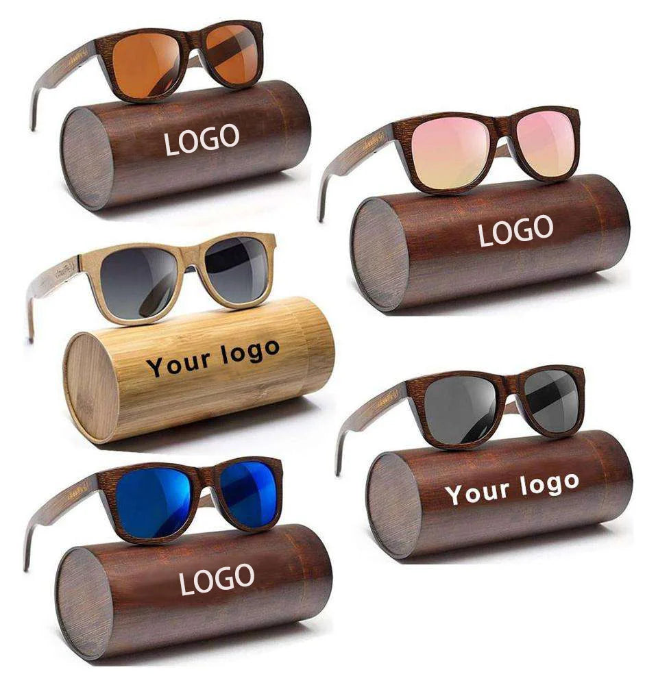 Retro Wood Polarized UV400 Sunglasses Unisex Full Rim Square Frame Bamboo Wooden Custom Logo MegaBDM