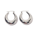 Minimalist Ins Popular Hollowed Design Chunky Silver Plated Stainless Steel Hoop Earring for Women Jewelry