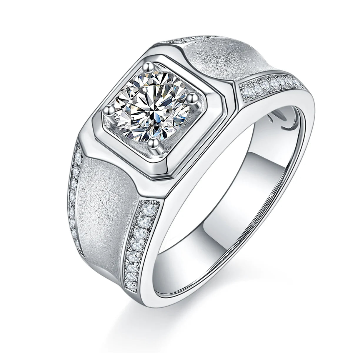 Simple Design Moissanite Men Jewelry 1 Ct S925 Sterling Silver VVS Moissanite Engagement Wedding Ring for Sale