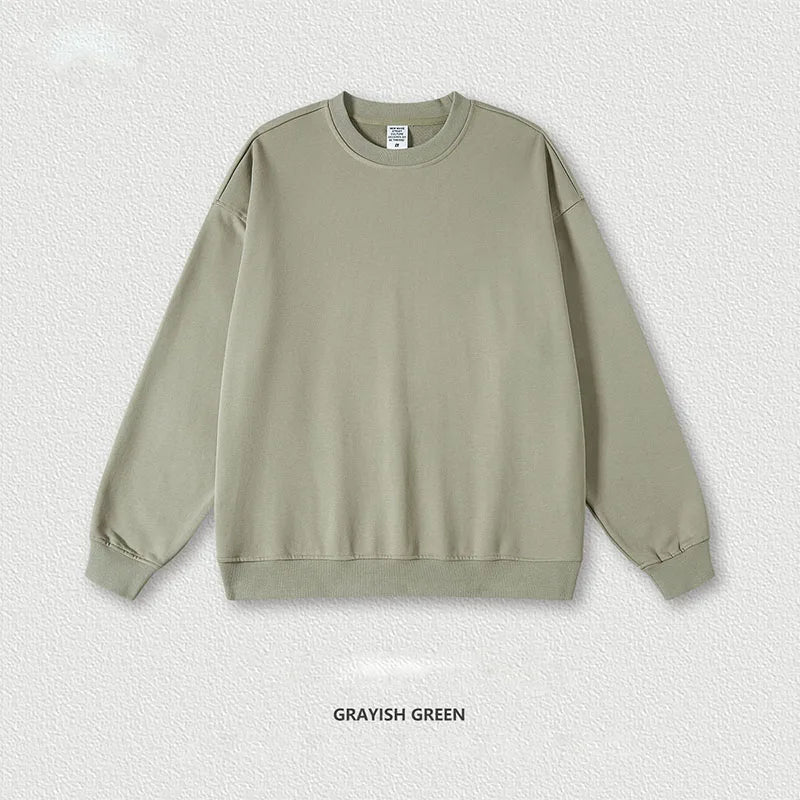 Unisex High Quality 440 Grams French Terry Regular Fit Breathable Eco-Friendly Sweatshirt Custom Logo Embroidered Solid Pattern