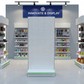 Adjustable and Removable Heavy Duty Metallic Double-Sided Warehouse Supermarket Shelves with Hanging Hooks for Grocery Stores
