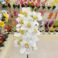 C-CBO001 Artificial Real Touch 10 Heads 3D Cymbidium Boat Orchid Flowers Bouquet for Home Wedding Floral Arrangement