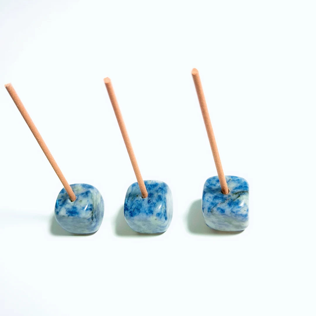 2026 Crafts Best Price Polished Natural Blue Spot jasper Small Cube Shape Incense Holder Ornament