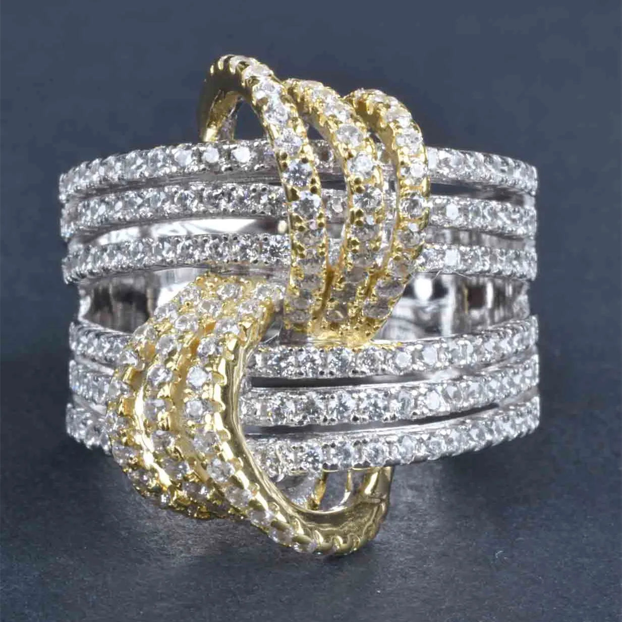 CAOSHI Luxury Vintage Gemstone Rings Jewelry Women 3A Full Stone Custom Design Zircon Silver Gold Plated Finger Rings Wholesale