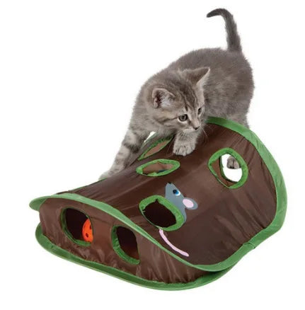 Funny Fashion Hot Sale Pet Cat Mice Game Intelligence Toy Bell Tent With 9 Hole Playing Tunnel Foldable