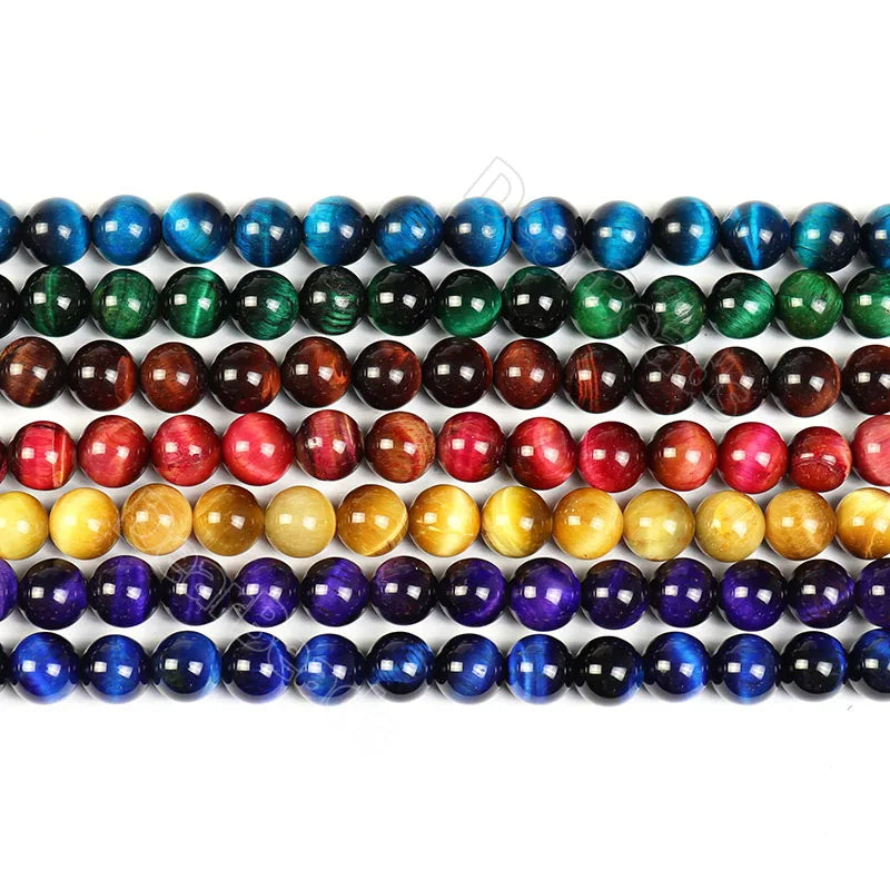 Wholesale Natural Tiger Eye Gemstone Beads Tigers Eye Loose String for DIY Bracelet Making 4MM 6MM 8MM 10MM 12MM