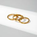 YF6388 Trendy Waterproof Stainless Steel 18k PVD Gold Plated High Polishing Three Layer Link Colored Zircon Ring Jewelry