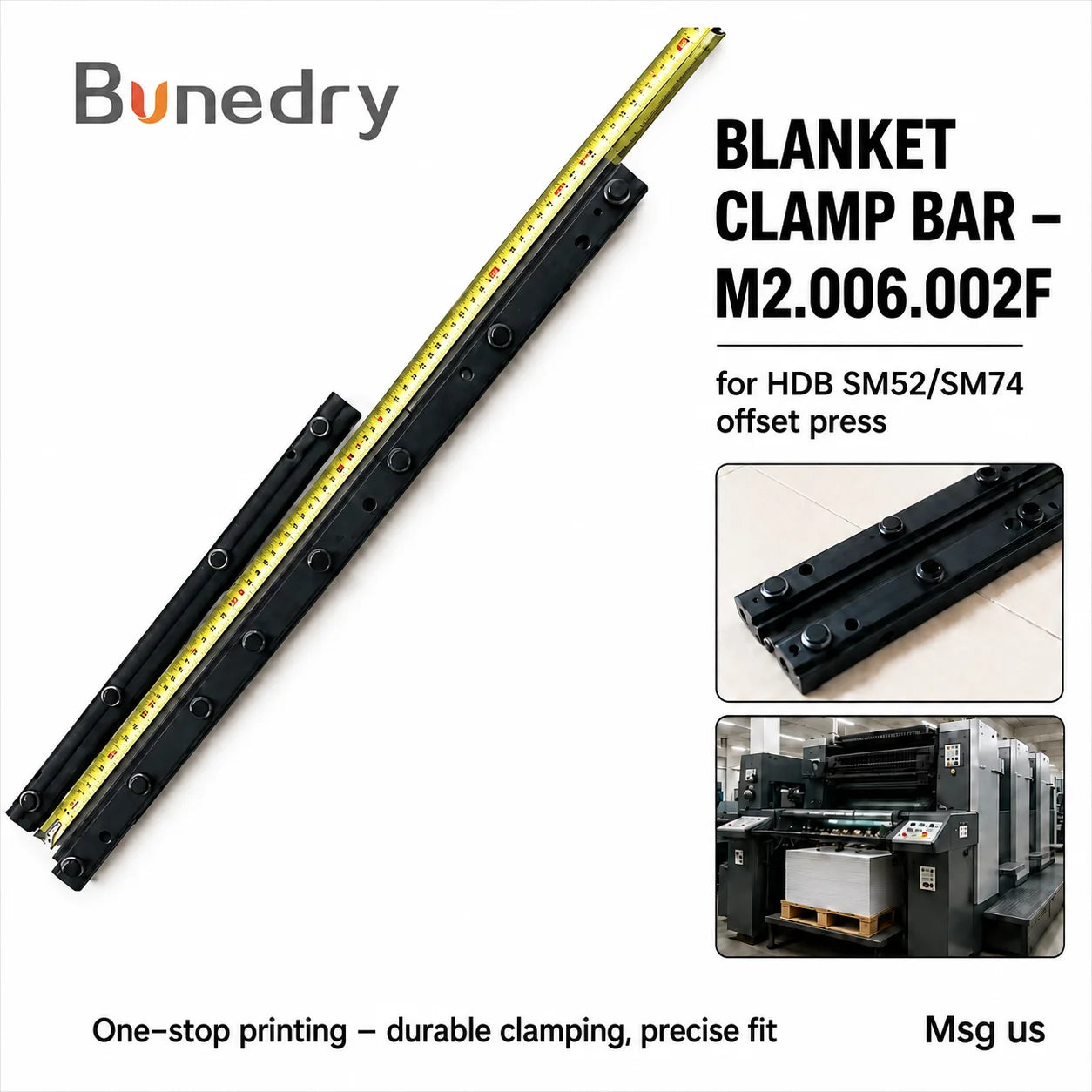 Blanket Clamp Bar M2.006.002F SM52 SM74 Offset Printing Machine Parts Blanket Bar Assembly for HDB SM74 SM52 Press