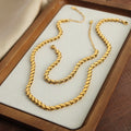 Minimalist Fashion Oval Leafs Hollow Choker Necklace Waterproof Gold Plated Stainless Steel Chains Necklace Bracelet Jewelry Set