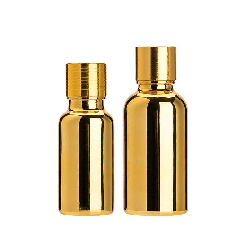 Electroplated Glass Essential Oil Bottle 10ml 30ml Cosmetics Spray Bottle Ball Lotion Sub Packaging Empty Bottle Gold Silver